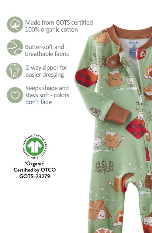 Butterblu Cruz Fitted One-piece Organic Cotton Footie Pajamas In Green