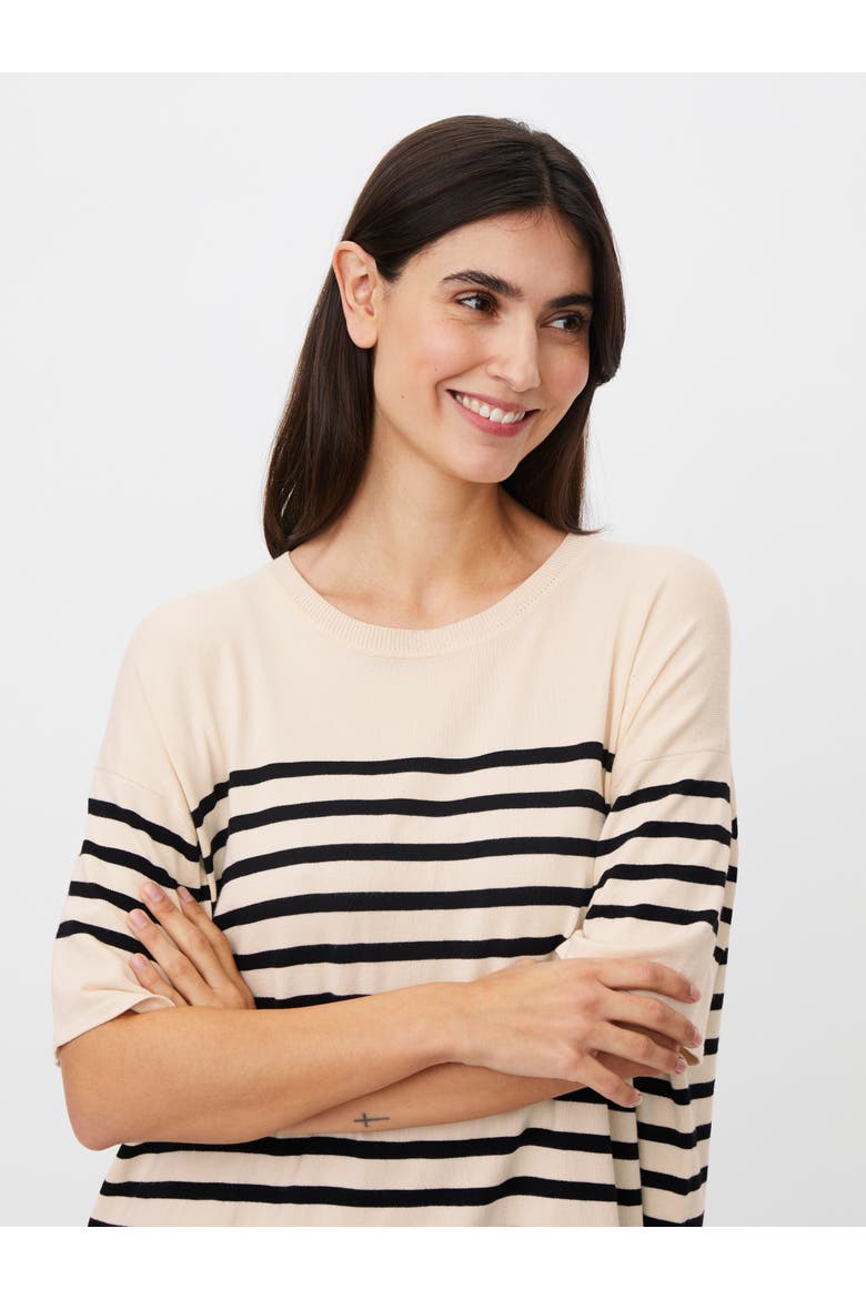 Manirvanae Striped Relaxed Knit Dress, Alternate, color, Black