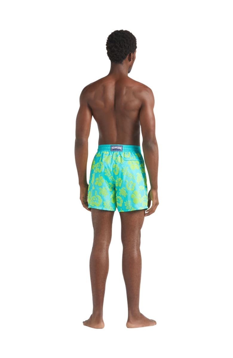 Vilebrequin Ultra-light and packable Flocked Swim Shorts Tropical Turtle, Alternate, color, 