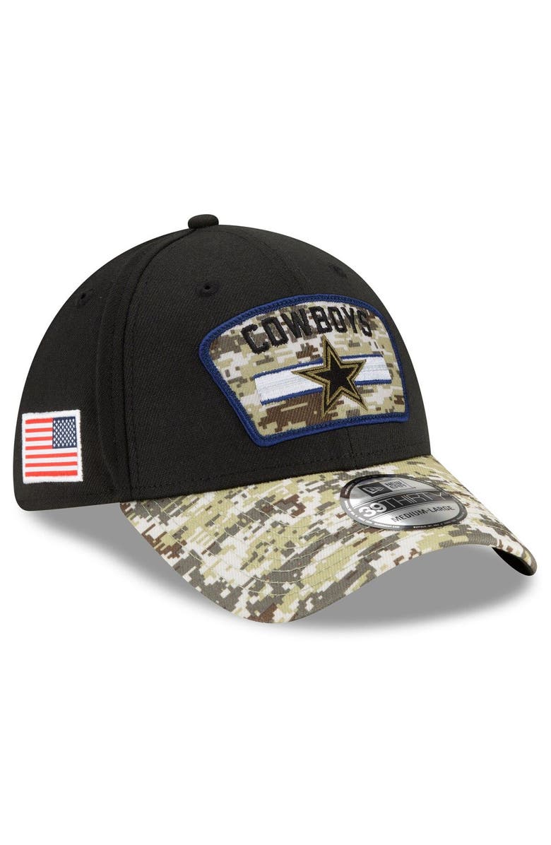 New Era Men's New Era Black/Camo Dallas Cowboys 2021 Salute To Service 39THIRTY Flex Hat, Alternate, color, 