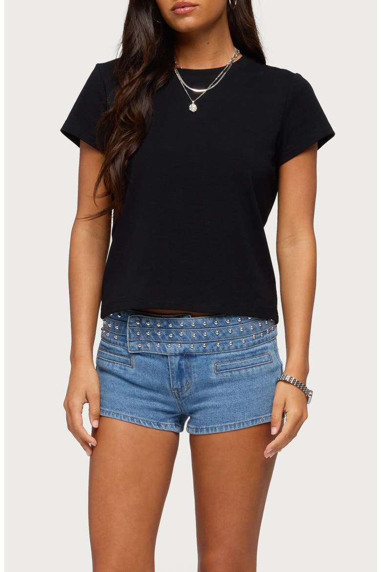 Perfect Basic Stretch Cotton T-Shirt, Main, color, BLACK