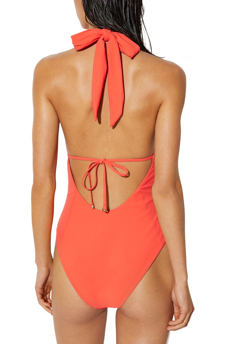 Delta One-Piece Swimsuit, Alternate, color, CORAL ORANGE