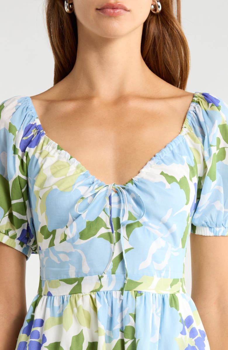 SUGARLIPS Muna Tiered Floral Khloey Cotton Dress, Alternate, color, Blue White Multi