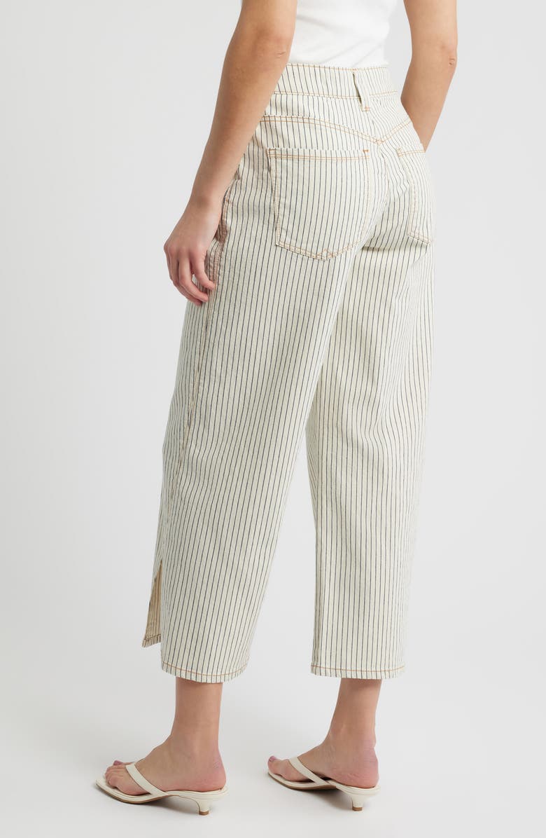 Wit & Wisdom Sam Stripe High Waist Ankle Wide Leg Jeans, Alternate, color, Blanched Almond/ Navy