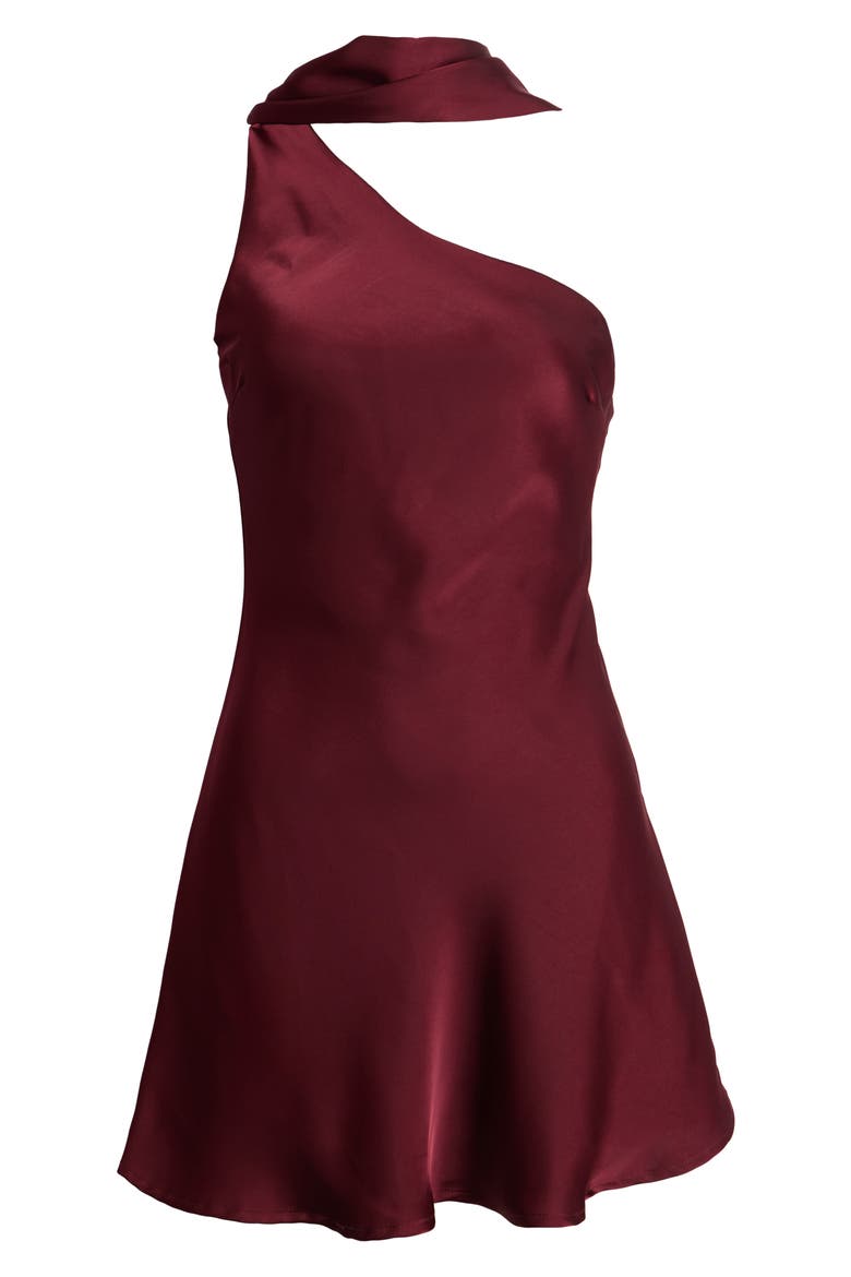 Bernice One-Shoulder Minidress, Alternate, color, BURGUNDY BRG