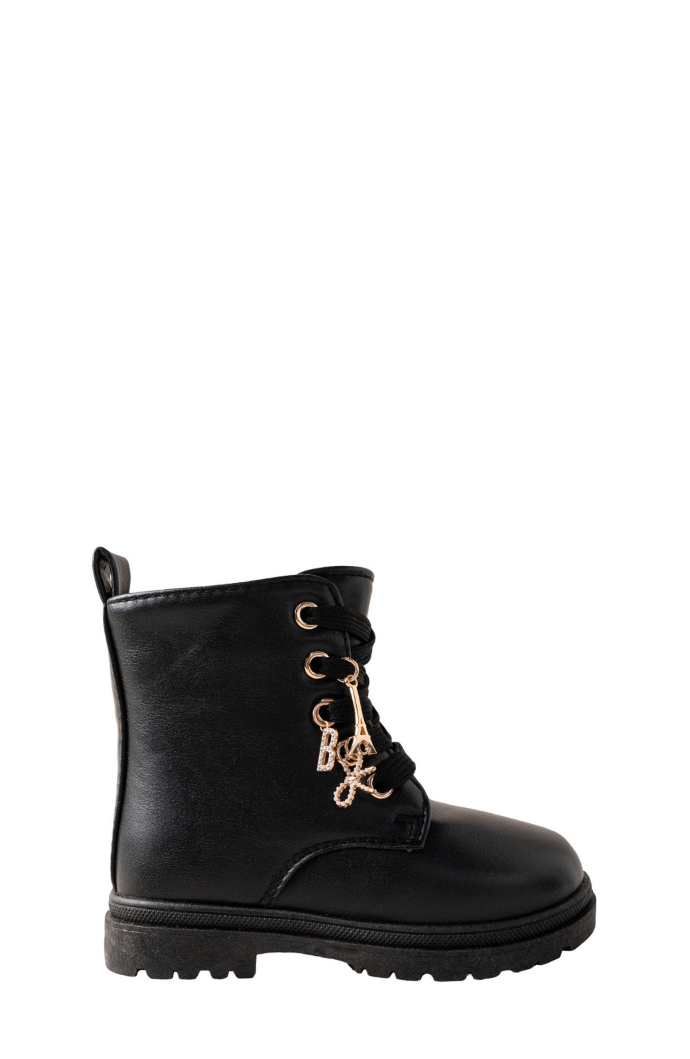 Kids' Lace Up Combat Boot, Alternate, color, BLACK