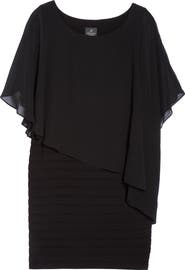 Adrianna Papell Chiffon Overlay Shutter Pleat Sheath Dress