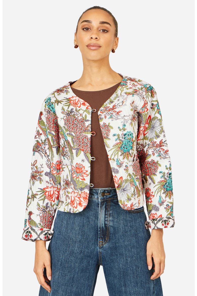 Print Reversible Cotton Quilted Jacket, Alternate, color, White