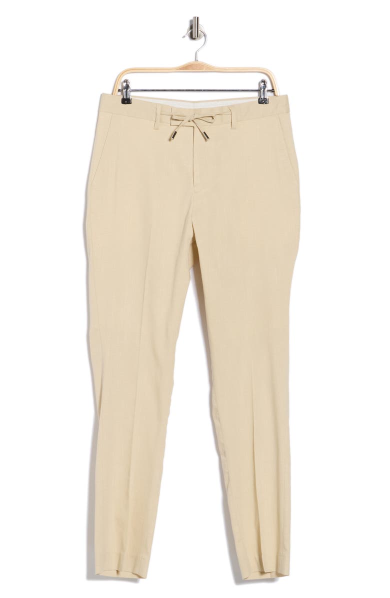 T.R. PREMIUM Slim Fit Solid Linen Blend Trousers, Alternate, color, Tan