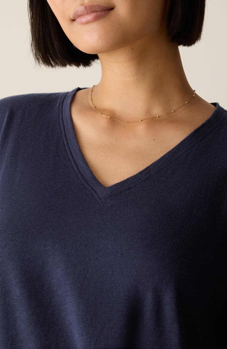 Eileen Fisher Easy V-Neck Organic Cotton T-Shirt, Alternate, color, Ink