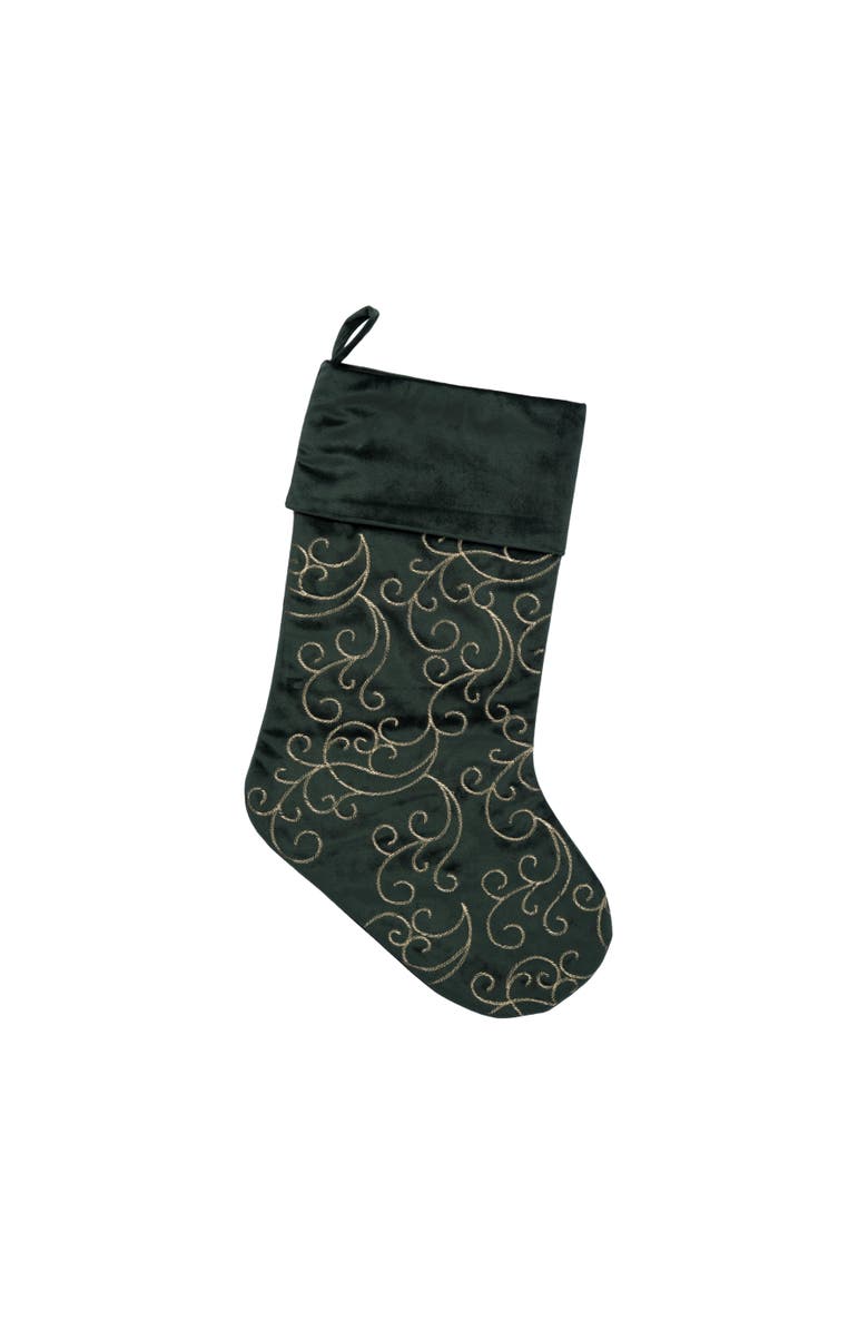 C&F Home Emerald Swirl Hanging Christmas Stocking 20", Main, color, Green