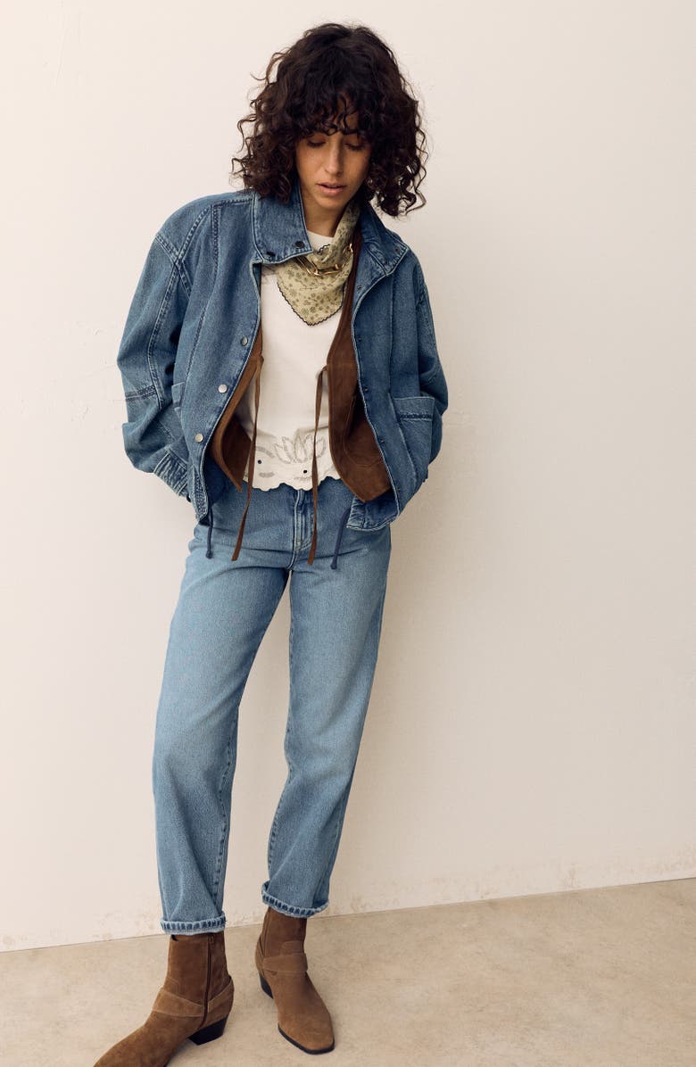 PER UNA BY M&S Denim Bomber Jacket, Alternate, color, Indigo Blue