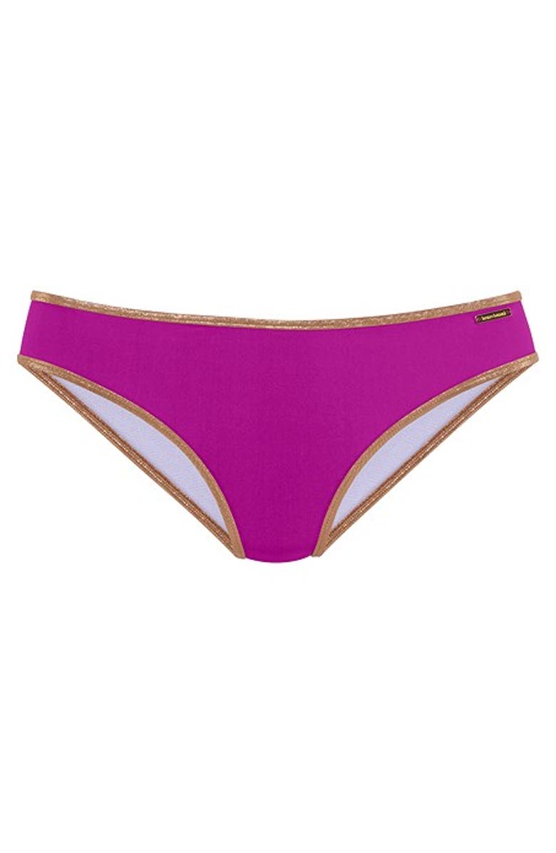 LASCANA Metallic Trim Classic Bikini Bottom, Alternate, color, Fuchsia