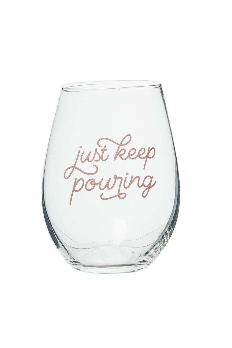 Just Keep Pouring Wine Glass Clear 18 oz, Main, color, Clear