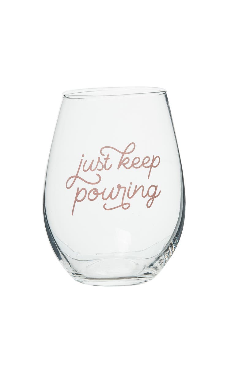 Totalee Gift Just Keep Pouring Wine Glass Clear 18 oz, Main, color, Clear