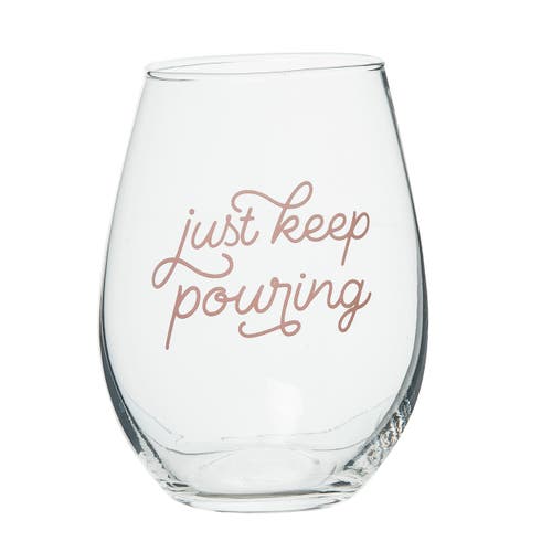 Totalee Gift Just Keep Pouring Wine Glass Clear 18 oz In Transparent