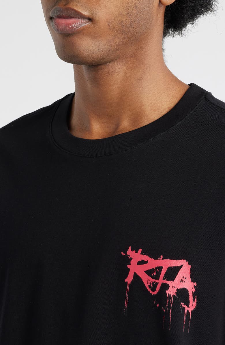 RtA Colin Graffiti Oversize Graphic T-Shirt, Alternate, color, Black Graffiti Pink