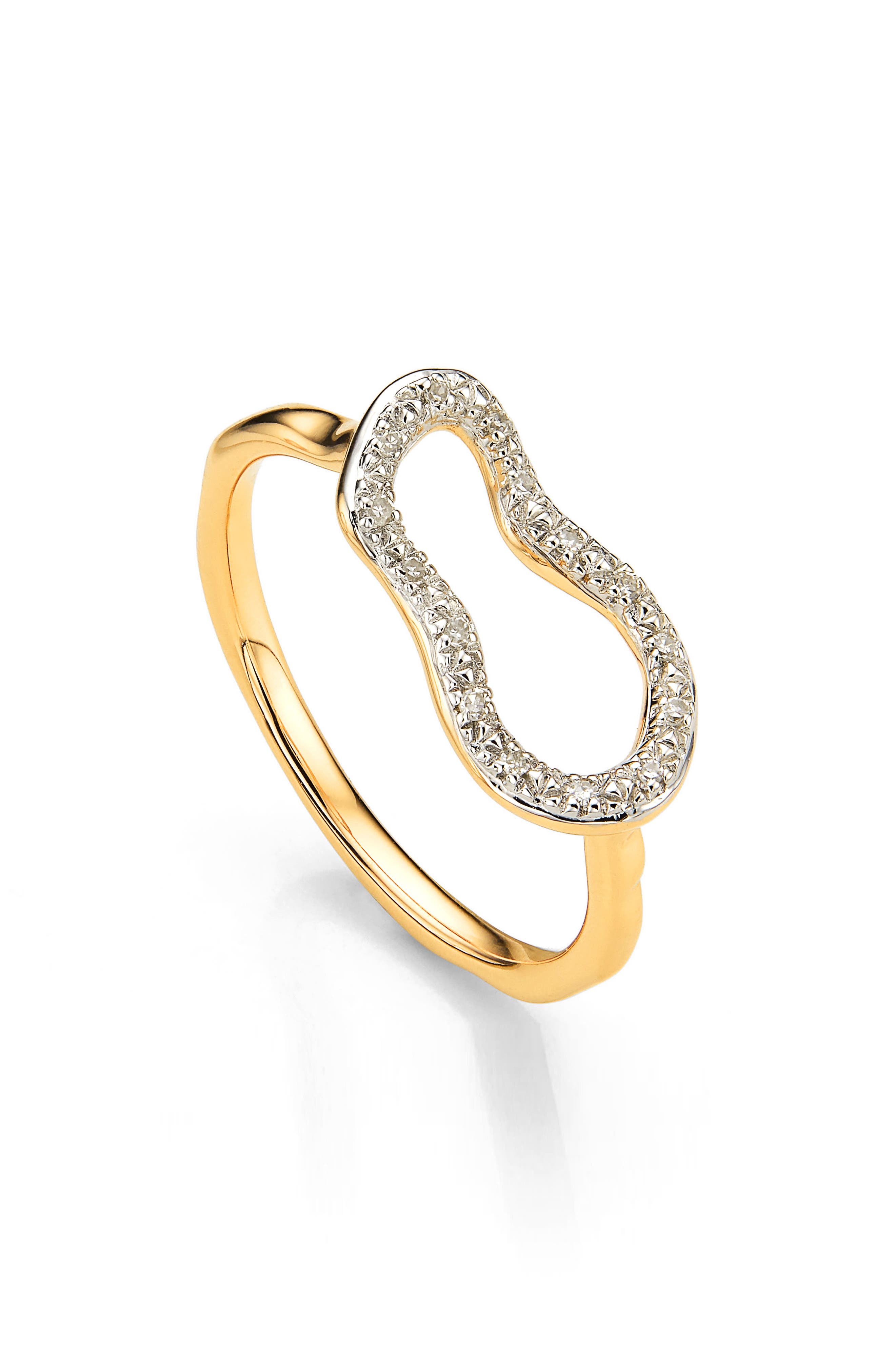 Monica Vinader Riva Mini Pod Vermeil Diamond Ring