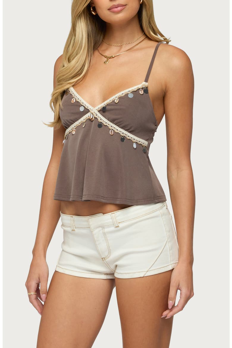 Moya Lace Charm Camisole, Alternate, color, BROWN