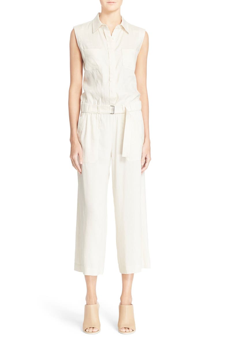 Sleeveless Linen Blend Jumpsuit, Main, color, LARACHE