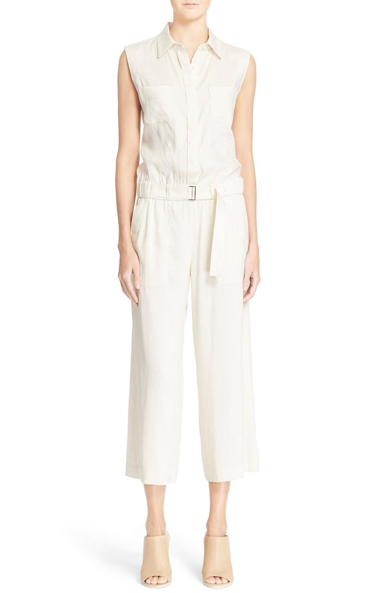 Vince Sleeveless Linen Blend Jumpsuit, Main, color, 