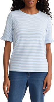 Jones New York Ruffle Elbow Sleeve T-Shirt