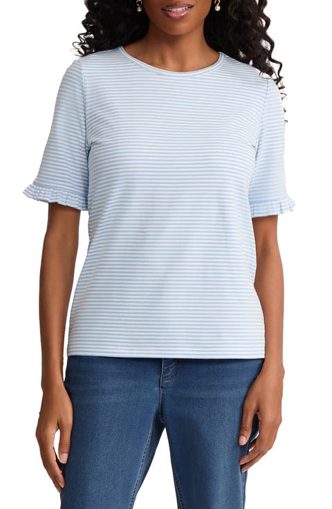 Jones New York Ruffle Elbow Sleeve T-Shirt (Regular & Petite)