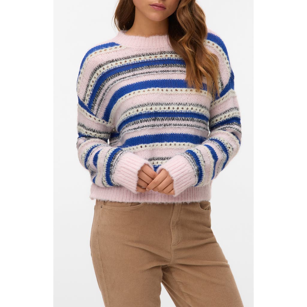 Vero Moda Lenora Stripe Pointelle Sweater In Multi