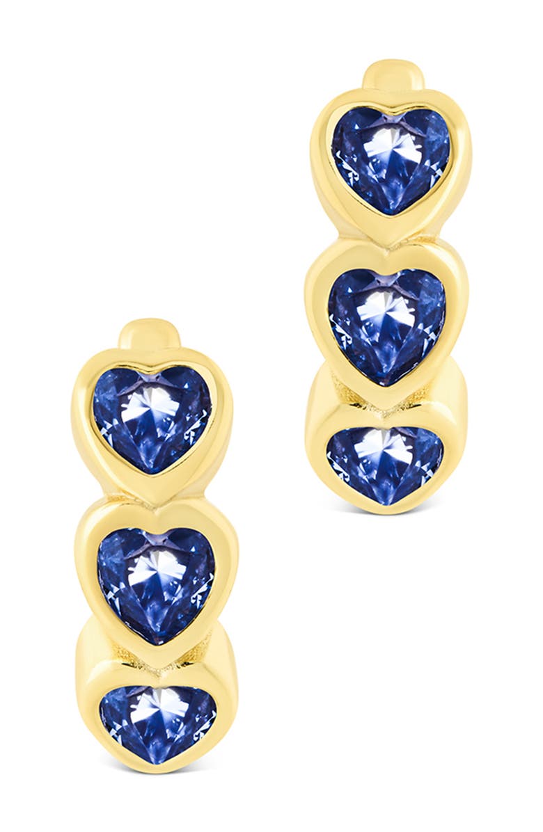 Sterling Forever Isobel Cubic Zirconia Heart Micro Huggie Hoop Earrings, Alternate, color, Gold