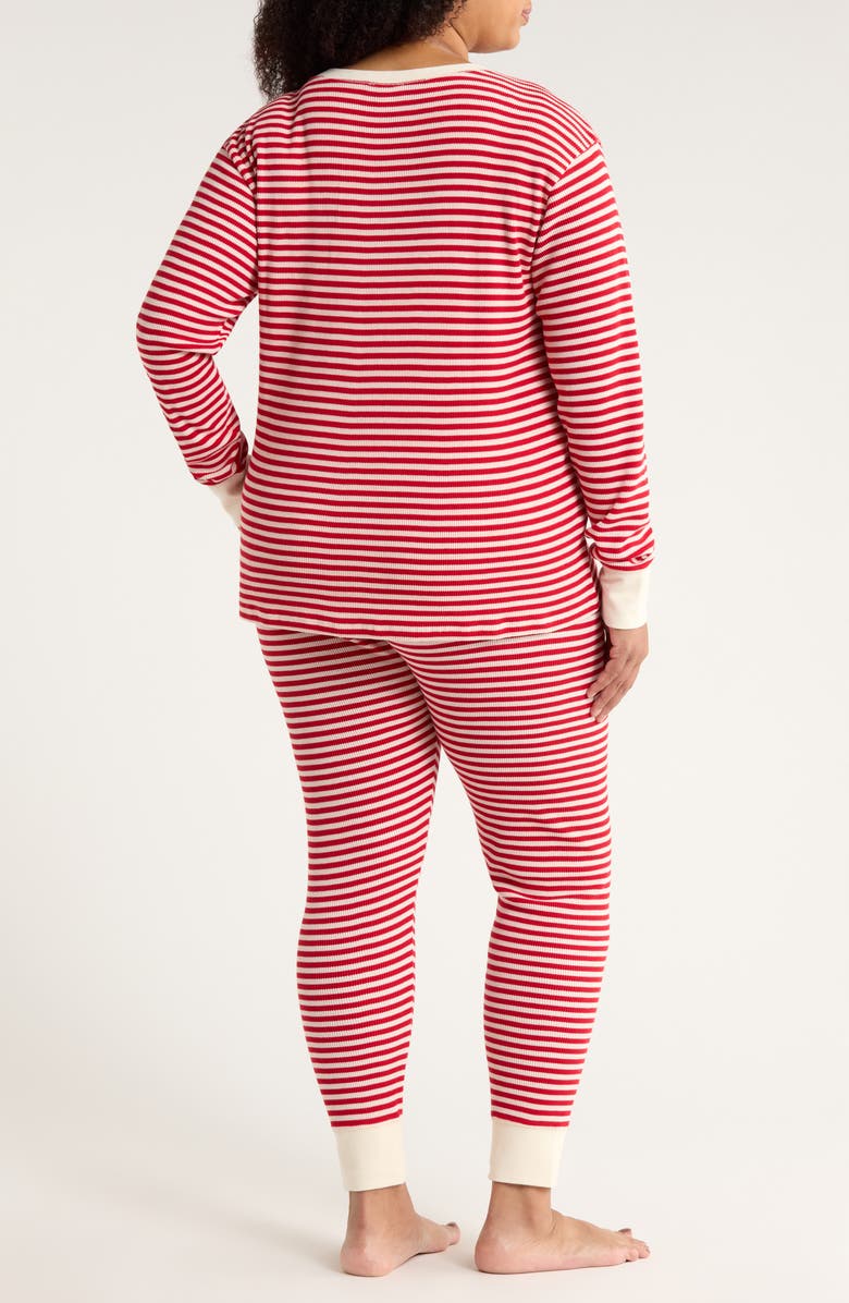 Nordstrom Waffle Stitch Thermal Henley Pajamas, Alternate, color, Red Party Stripe