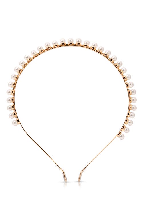 Ettika Night Out Faux Pearl Headband In Gold