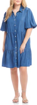 Karen Kane Tiered Denim Shirtdress