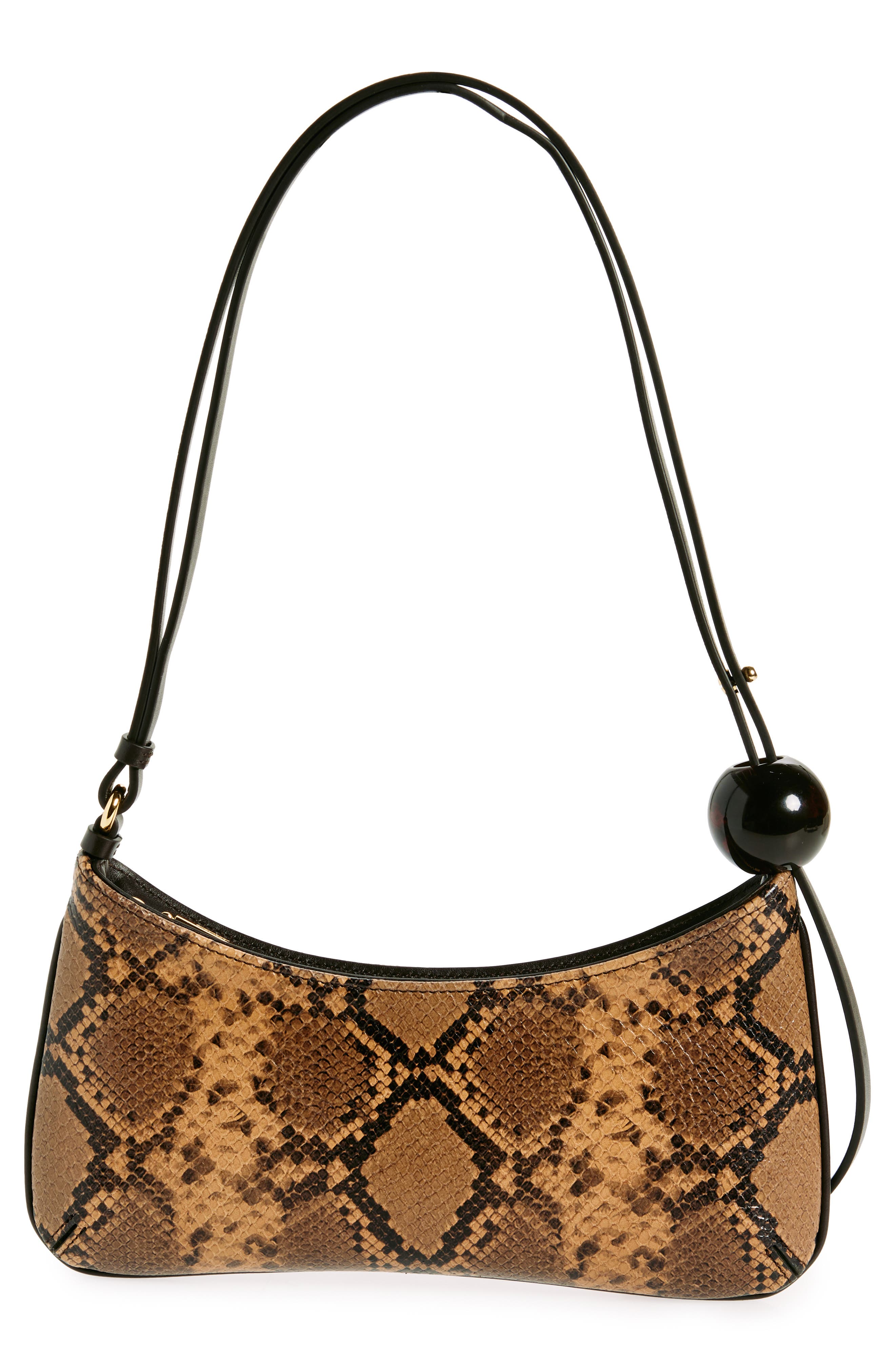 Jacquemus Le Bisou Perle Snakeskin Embossed Leather Shoulder Bag, Alternate, color, 