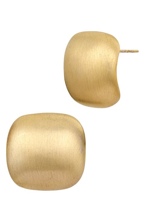 Brushed Bold Cushion Stud Earrings