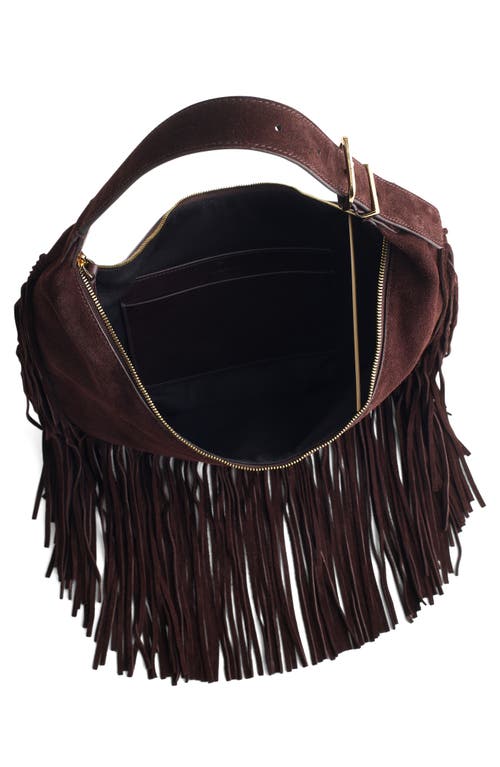 Madewell The Essential Fringed Suede Curve Shoulder Bag In Brown