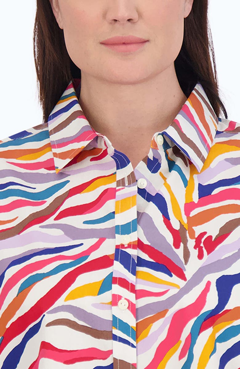 Foxcroft Abstract Print Cotton Button-Up Shirt, Alternate, color, 