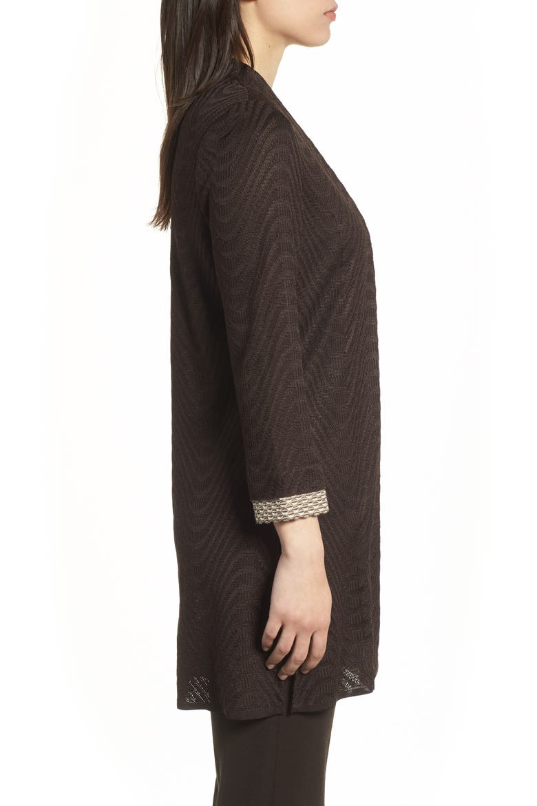 Long Jacquard Knit Jacket, Alternate, color, COFFEE/ CEDAR/ WOODCHIP