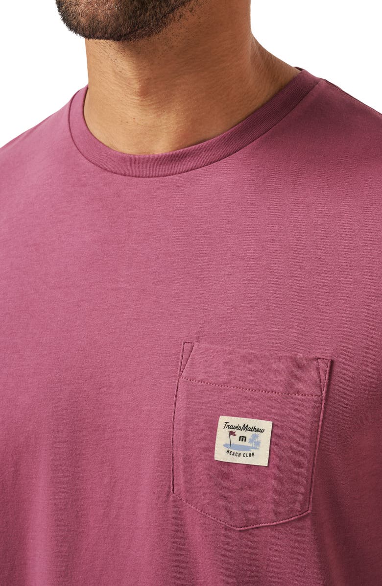 TravisMathew Beach Logo Patch Pocket T-Shirt, Alternate, color, Damson