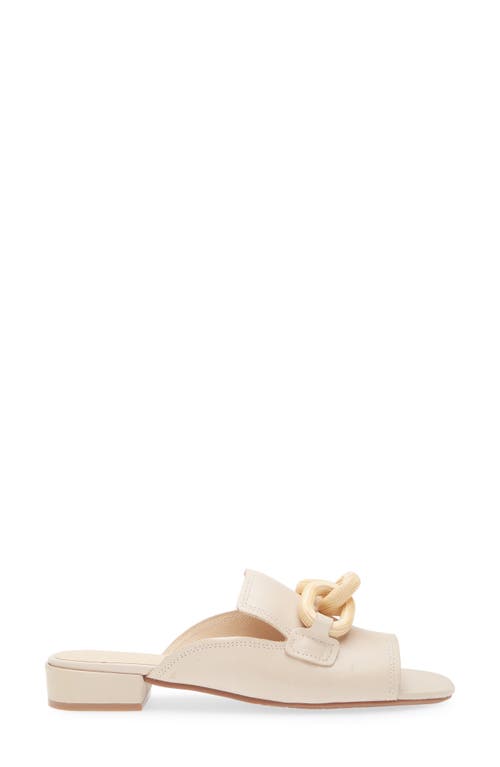 Chocolat Blu Bell Slide Sandal In White Sand Leather