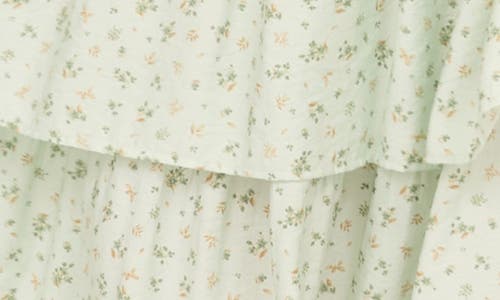 August Sky Tiered Tie Strap Sundress In Sage Multi
