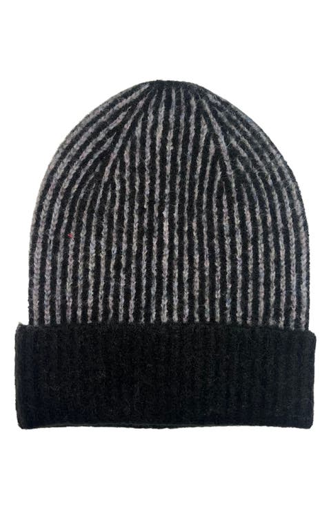 Rib Knit Contrast Cuff Beanie