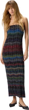 Missoni Long Strapless Dress With Wave Check Pattern