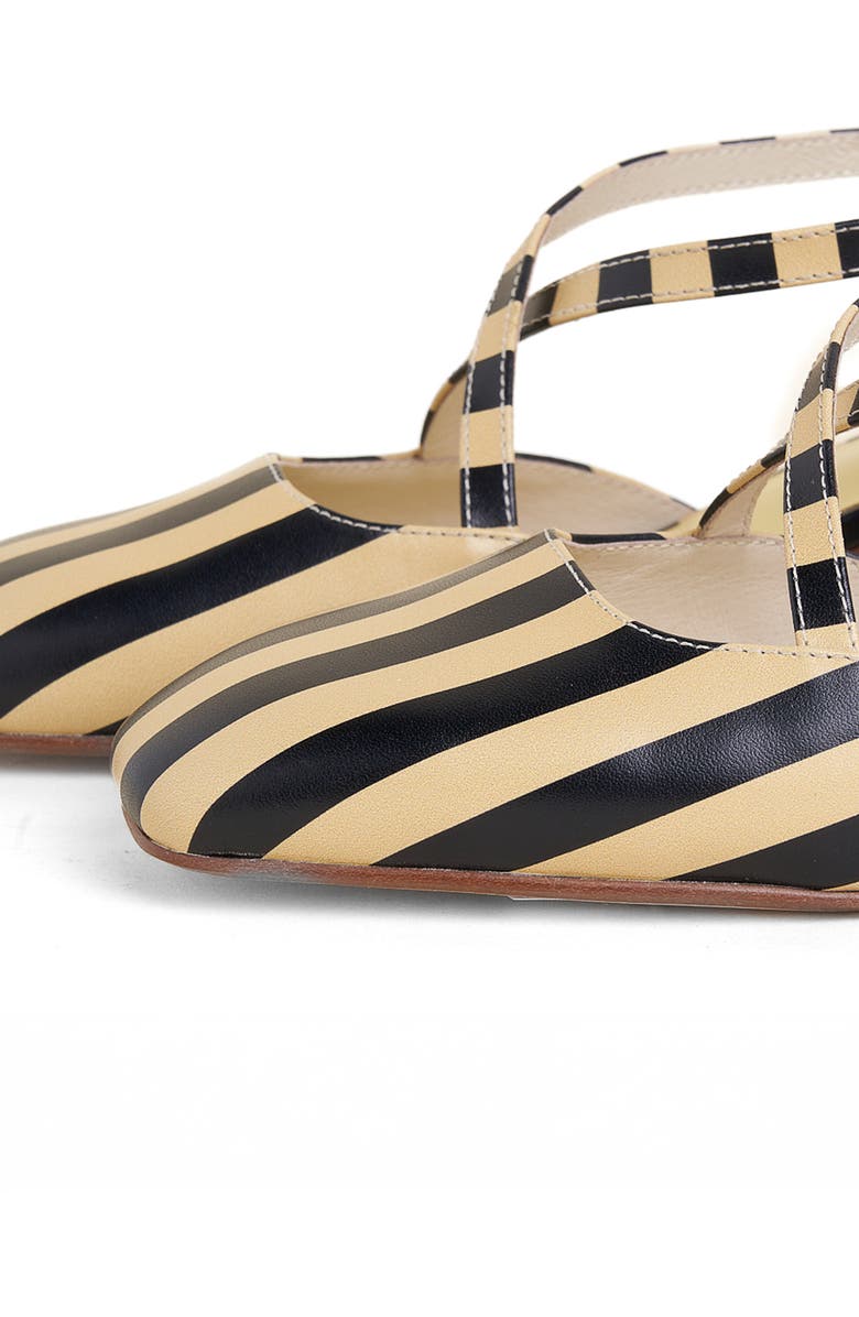 Charlotte Stone Vera Crisscross Slingback Low Block Heel Pump, Alternate, color, Black Stripe