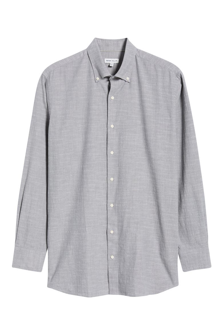 Devonport Stretch Cotton Chambray Sport Shirt, Alternate, color, GALE GREY