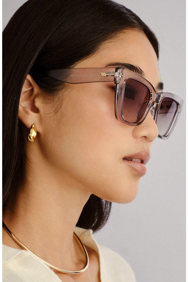 Le Coeur 53mm Cat Eye Sunglasses, Alternate, color, SMOKE / KHAKI GRAD
