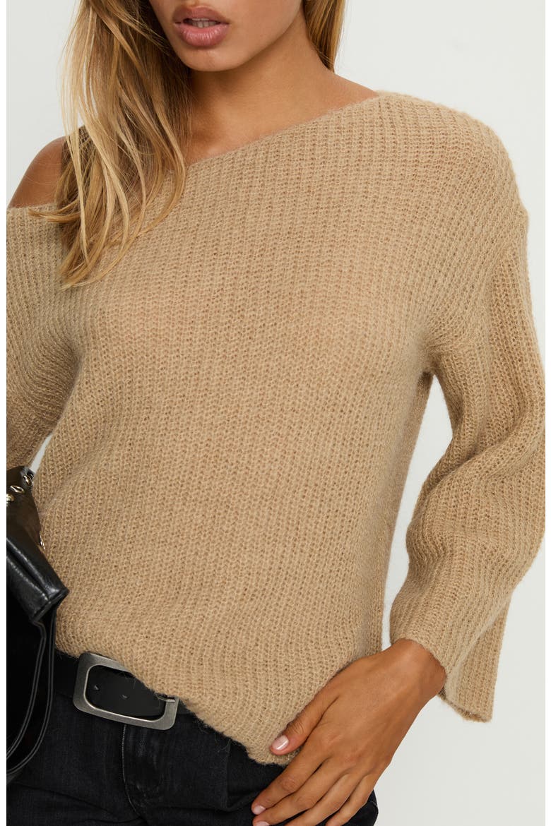 Delyn Off the Shoulder Sweater, Alternate, color, CAMEL