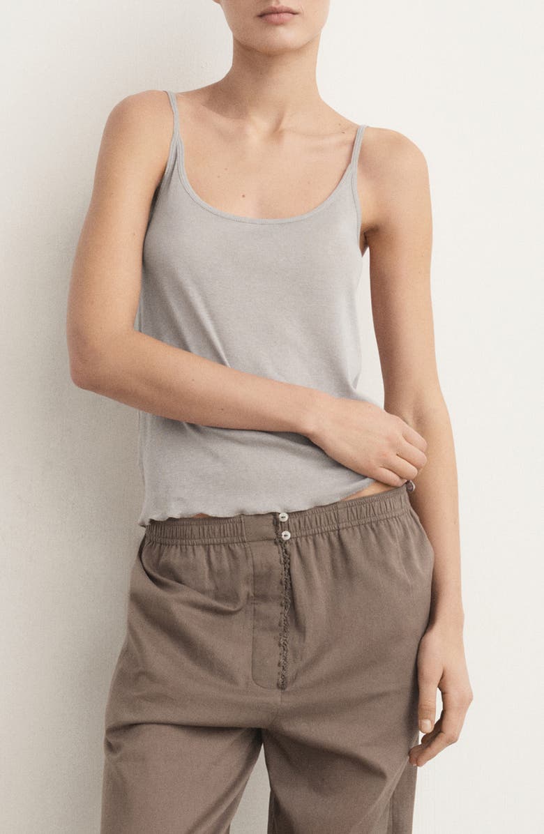 MANGO Cotton Pajamas Camisole, Main, color, Light/ Pastel Grey