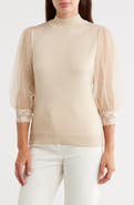 BY DESIGN Hailey Mesh Sleeve Sweater