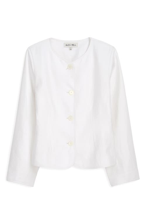 Alex Mill Luna Collarless Linen Jacket In White