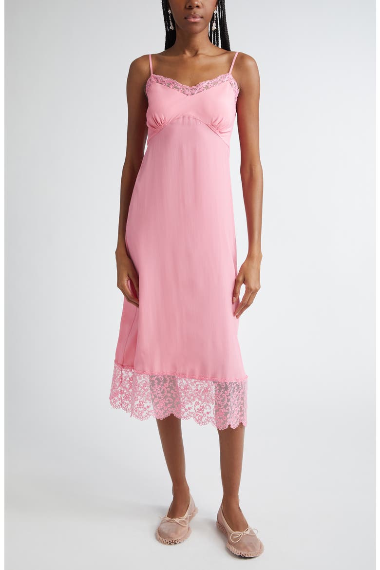 Lace Trim Slipdress, Main, color, BRIGHT PINK